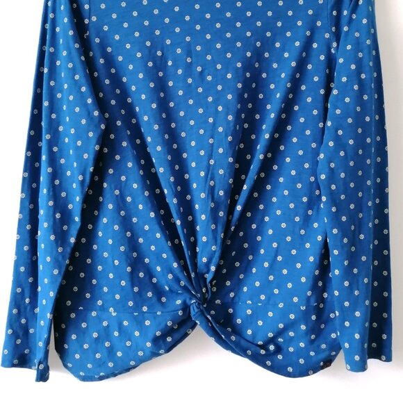 Us Polo Assn. Womens Blue Round Neck Twisted Hem Micro Floral Blouse Size S - Picture 3 of 6